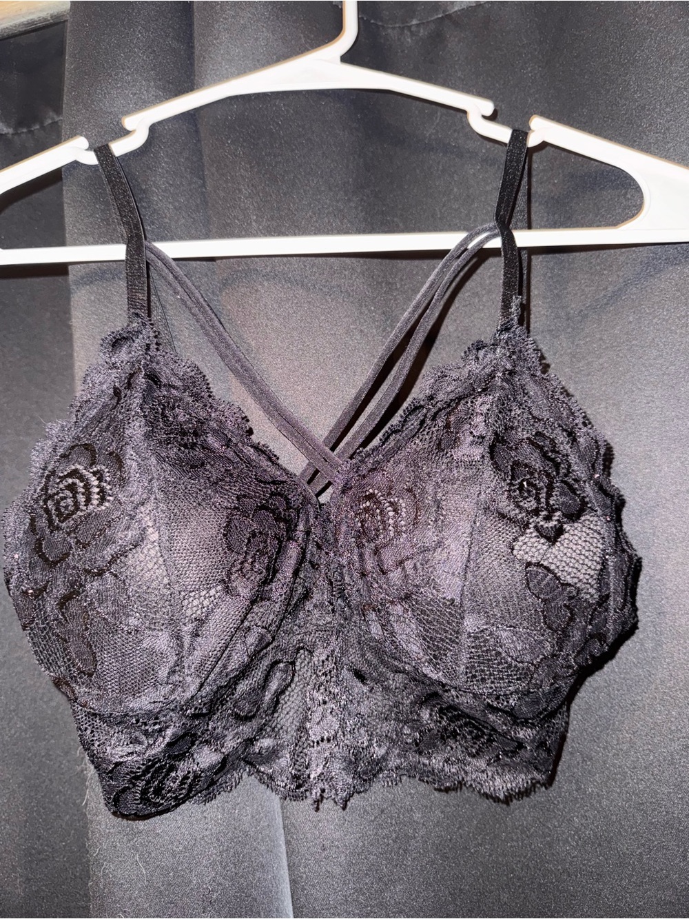 Black Lace Bralette with Strappy Detail